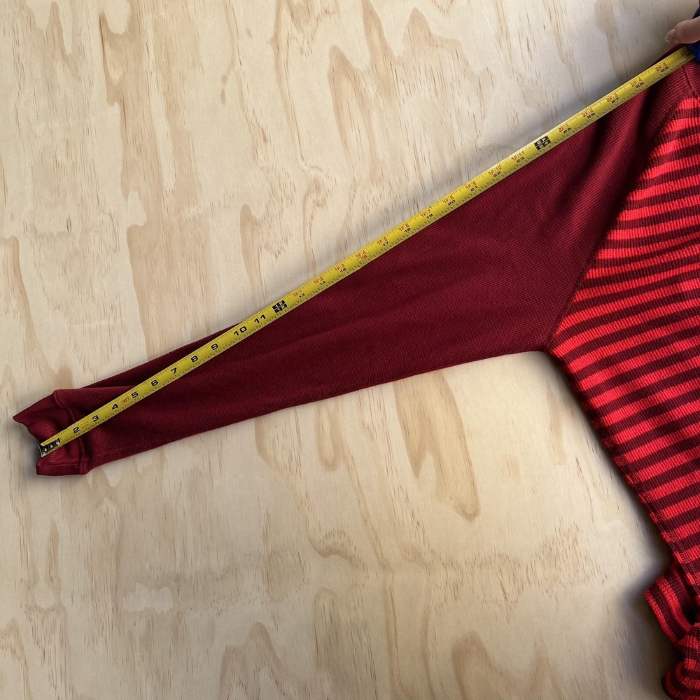 Under Armour Shirt Mens Small Red Striped Waffle Knit Long Sleeve Loose Fit - Picture 7 of 8